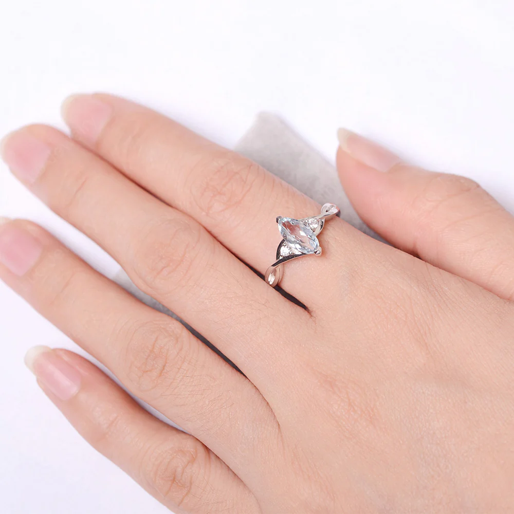 Aquamarine Marquise Twist Engagement Ring - Image 4