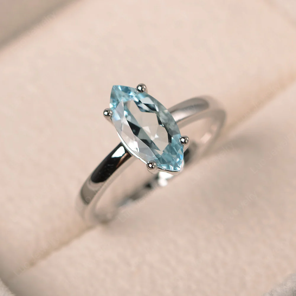 Aquamarine Marquise Solitaire Engagement Ring