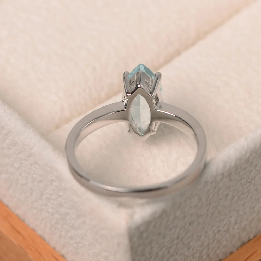 Aquamarine Marquise Solitaire Engagement Ring - Image 3