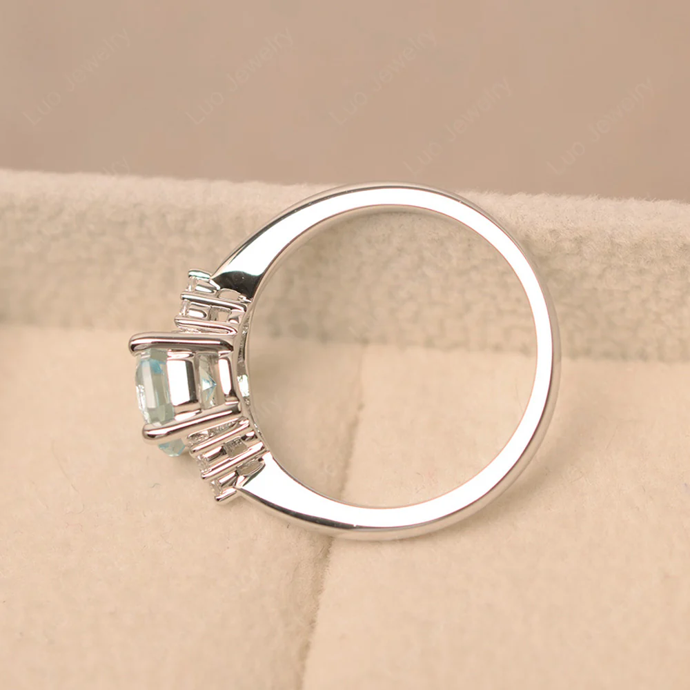 Octagon Cut Aquamarine Engagement Ring - Image 3