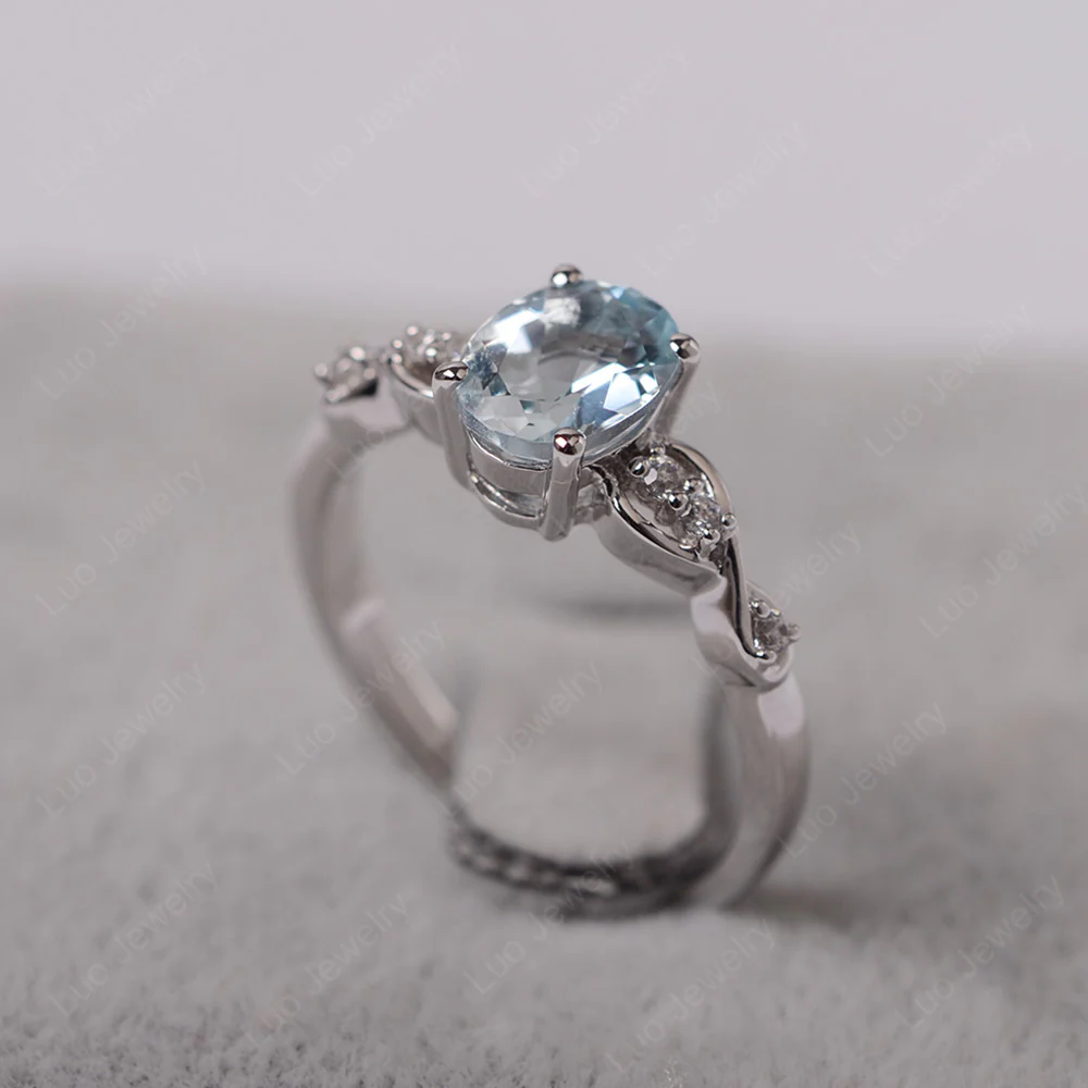 Oval Aquamarine Infinity Engagement Ring - Image 2