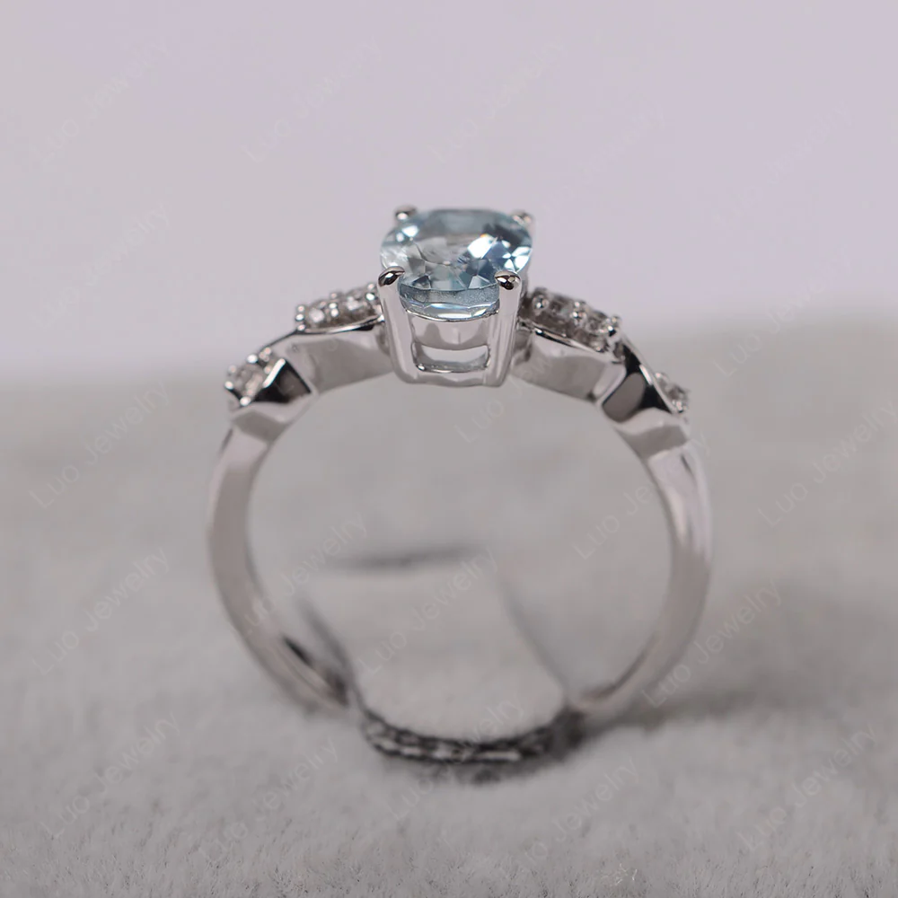 Oval Aquamarine Infinity Engagement Ring - Image 3