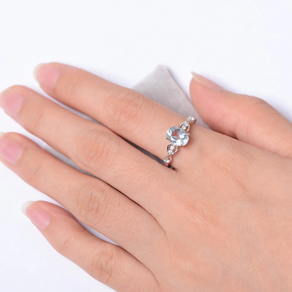 Oval Aquamarine Infinity Engagement Ring - Image 4
