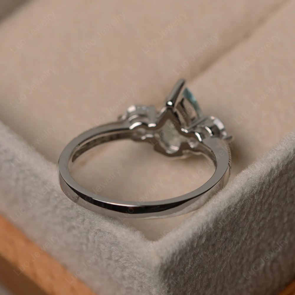 Pear Shaped Aquamarine Engagement Ring - Image 3