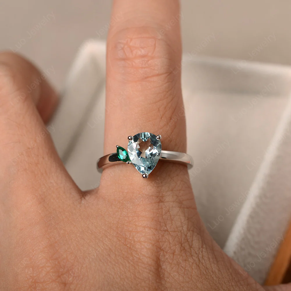 Unique Pear Shaped Aquamarine Ring - Image 4