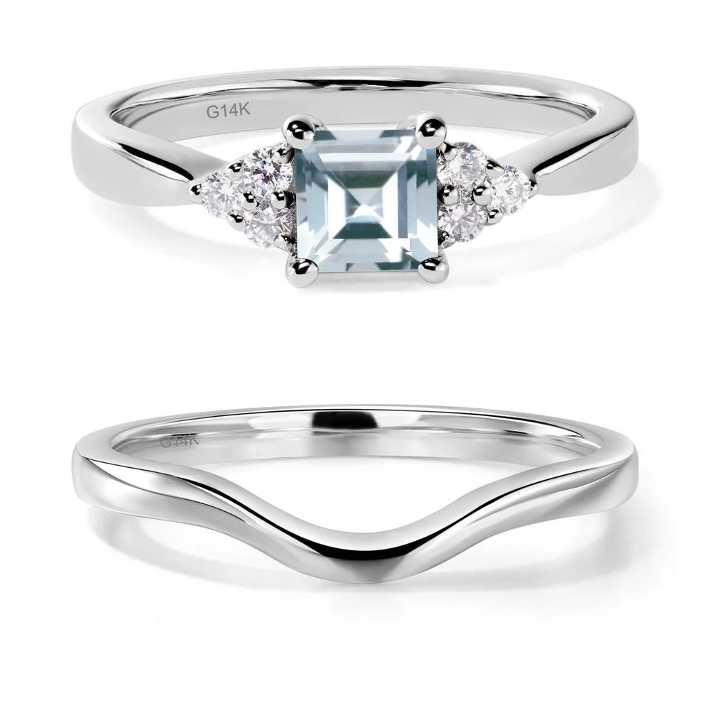 Square Cut Aquamarine Petite Ring - Image 13