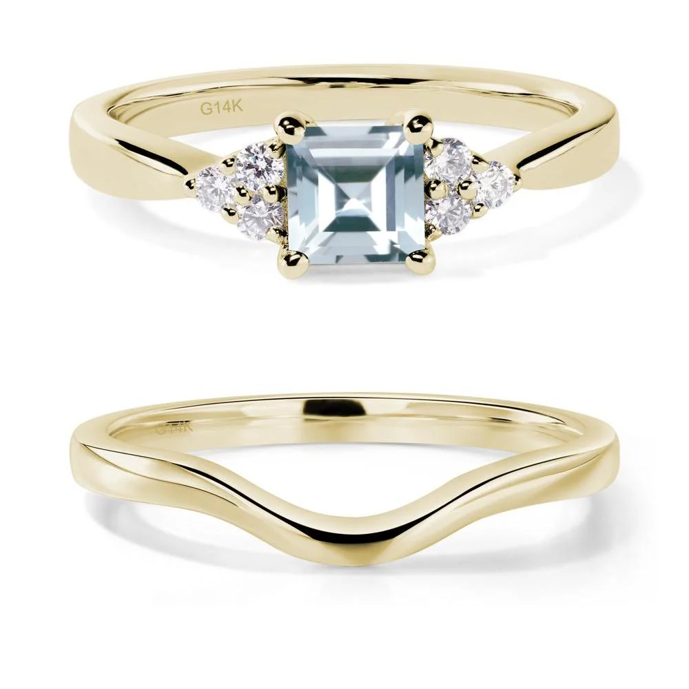 Square Cut Aquamarine Petite Ring - Image 15