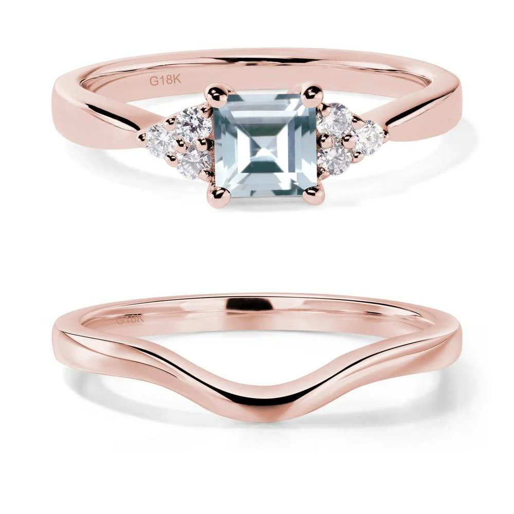 Square Cut Aquamarine Petite Ring - Image 17