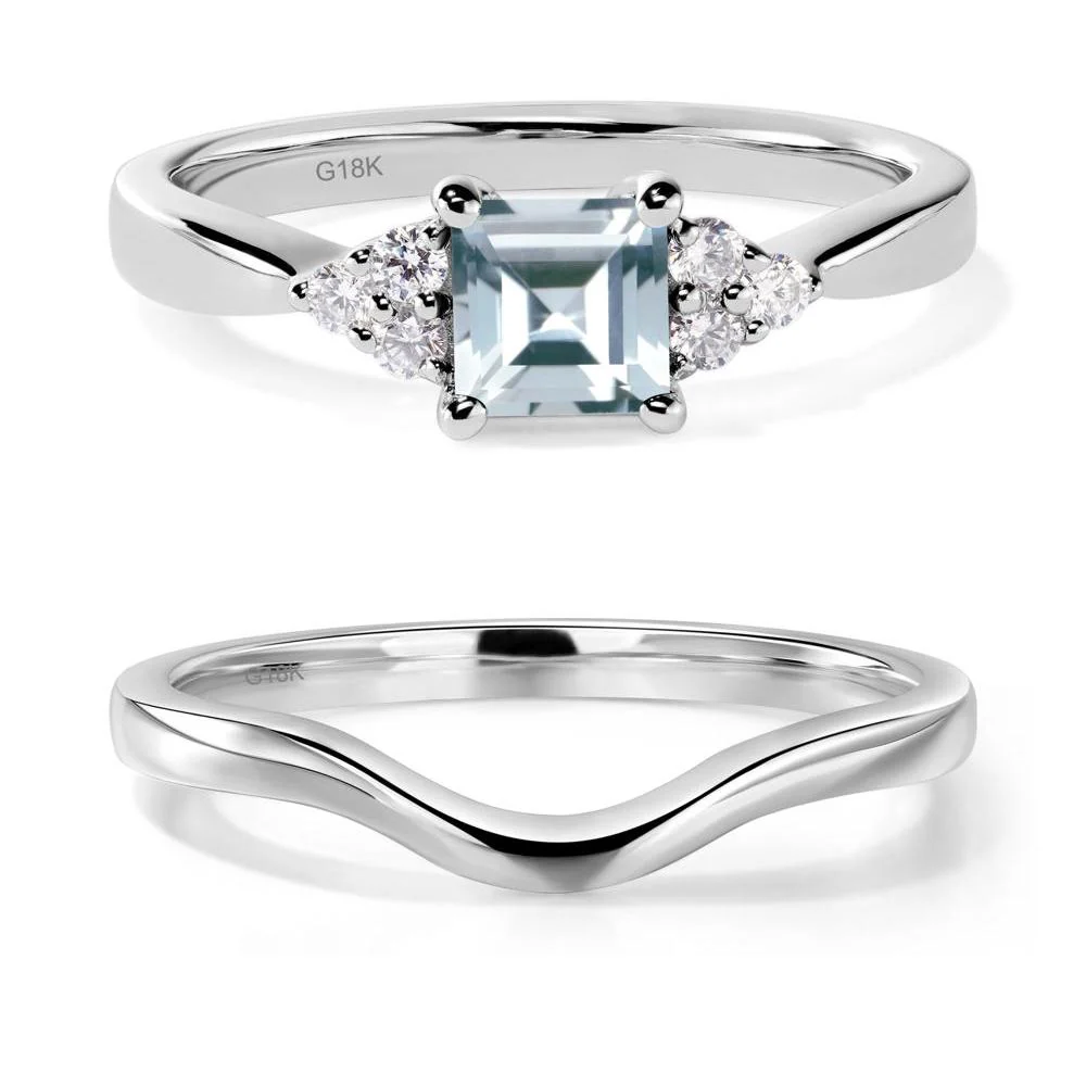 Square Cut Aquamarine Petite Ring - Image 19