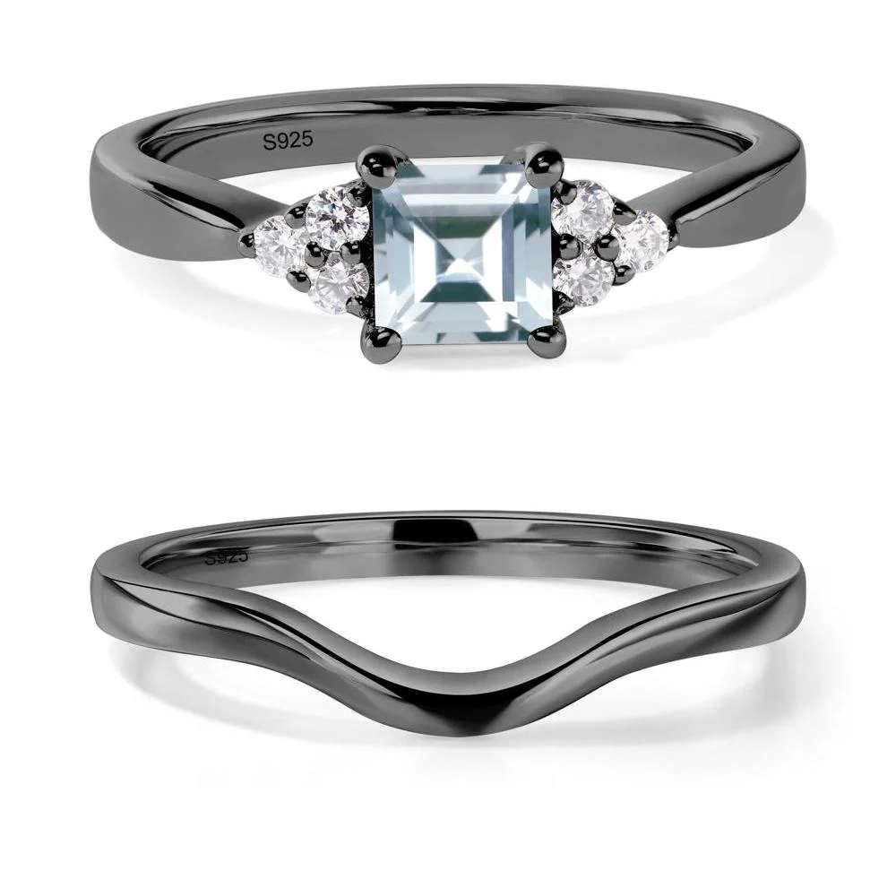 Square Cut Aquamarine Petite Ring - Image 23