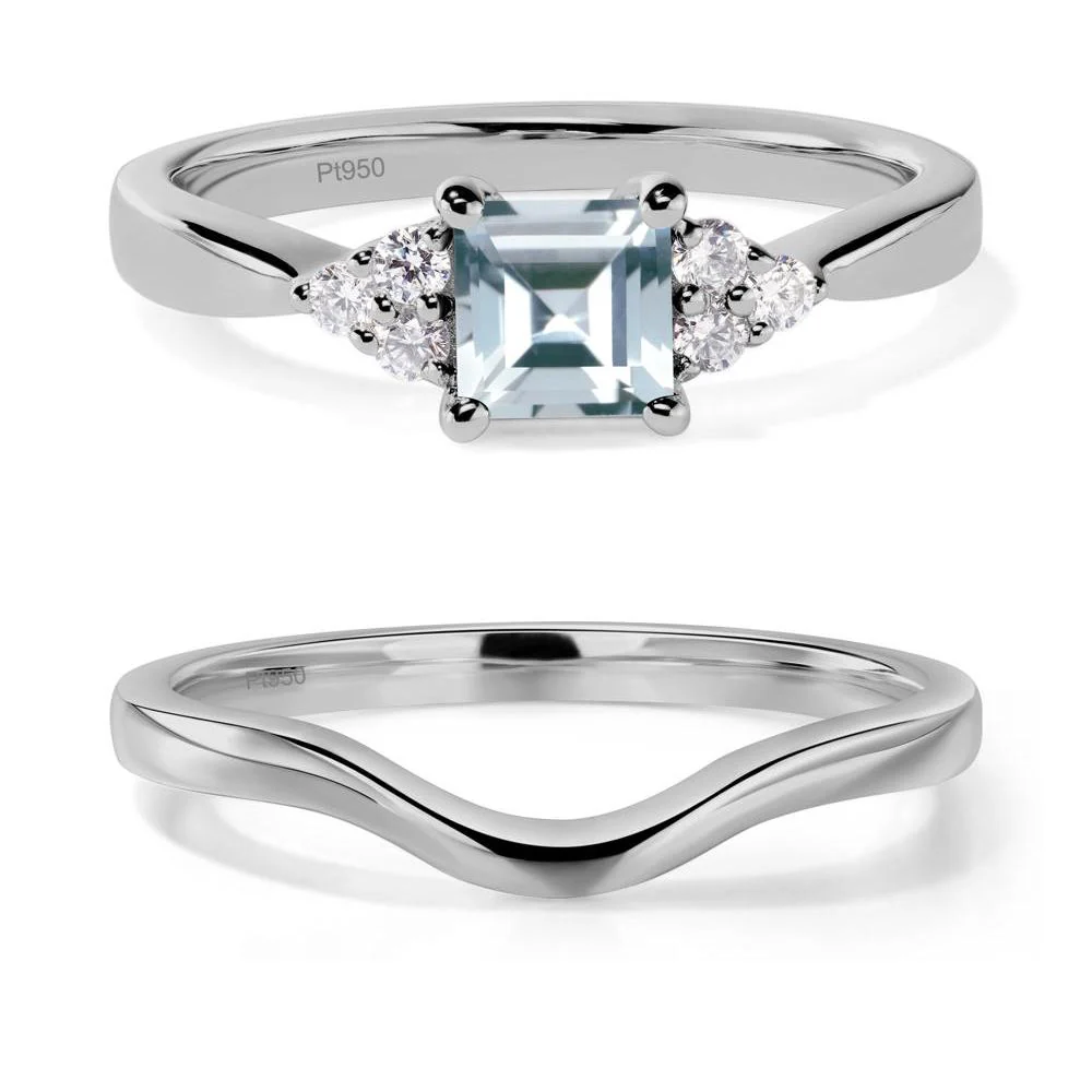 Square Cut Aquamarine Petite Ring - Image 25