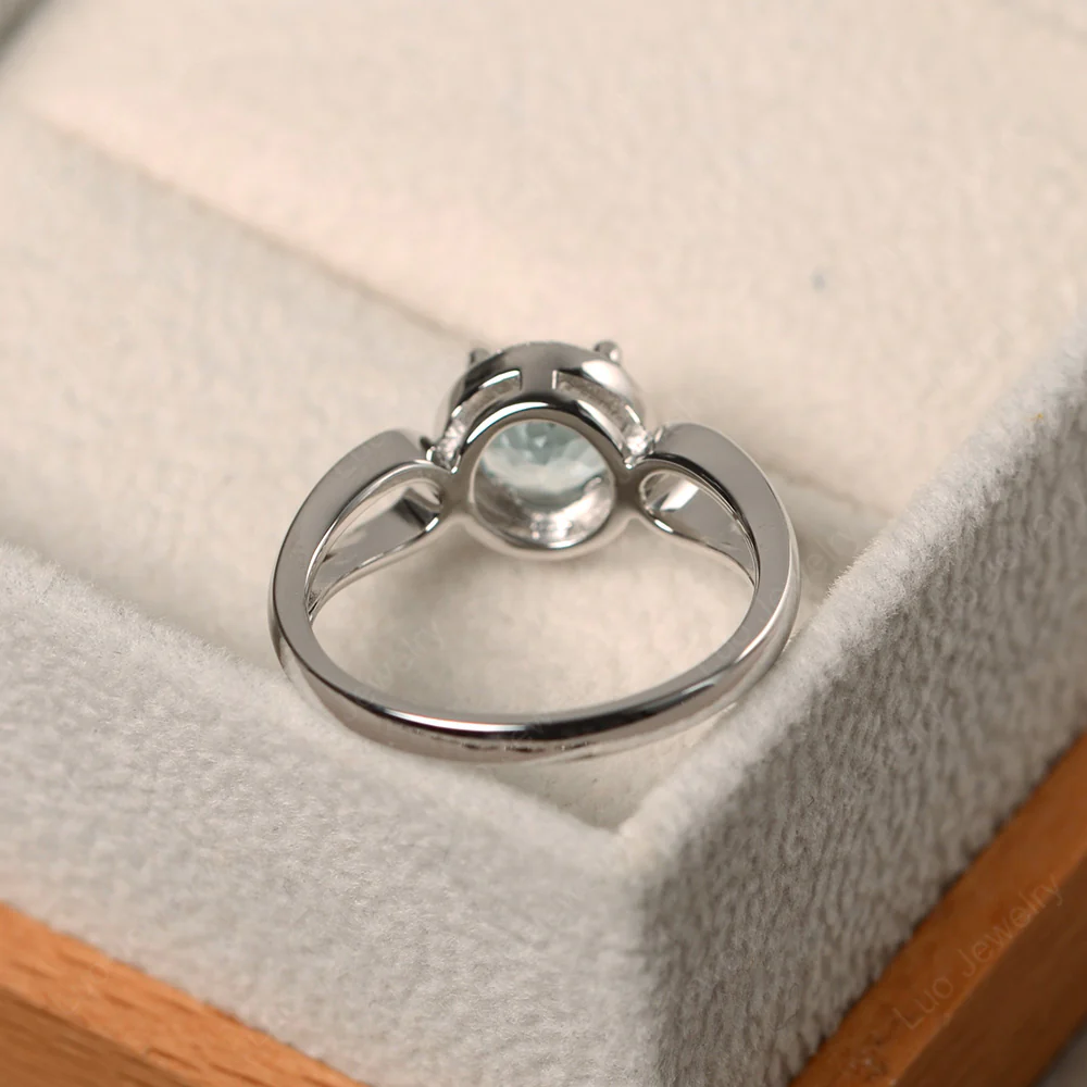 Aquamarine Halo Engagement Ring Split Shank - Image 3
