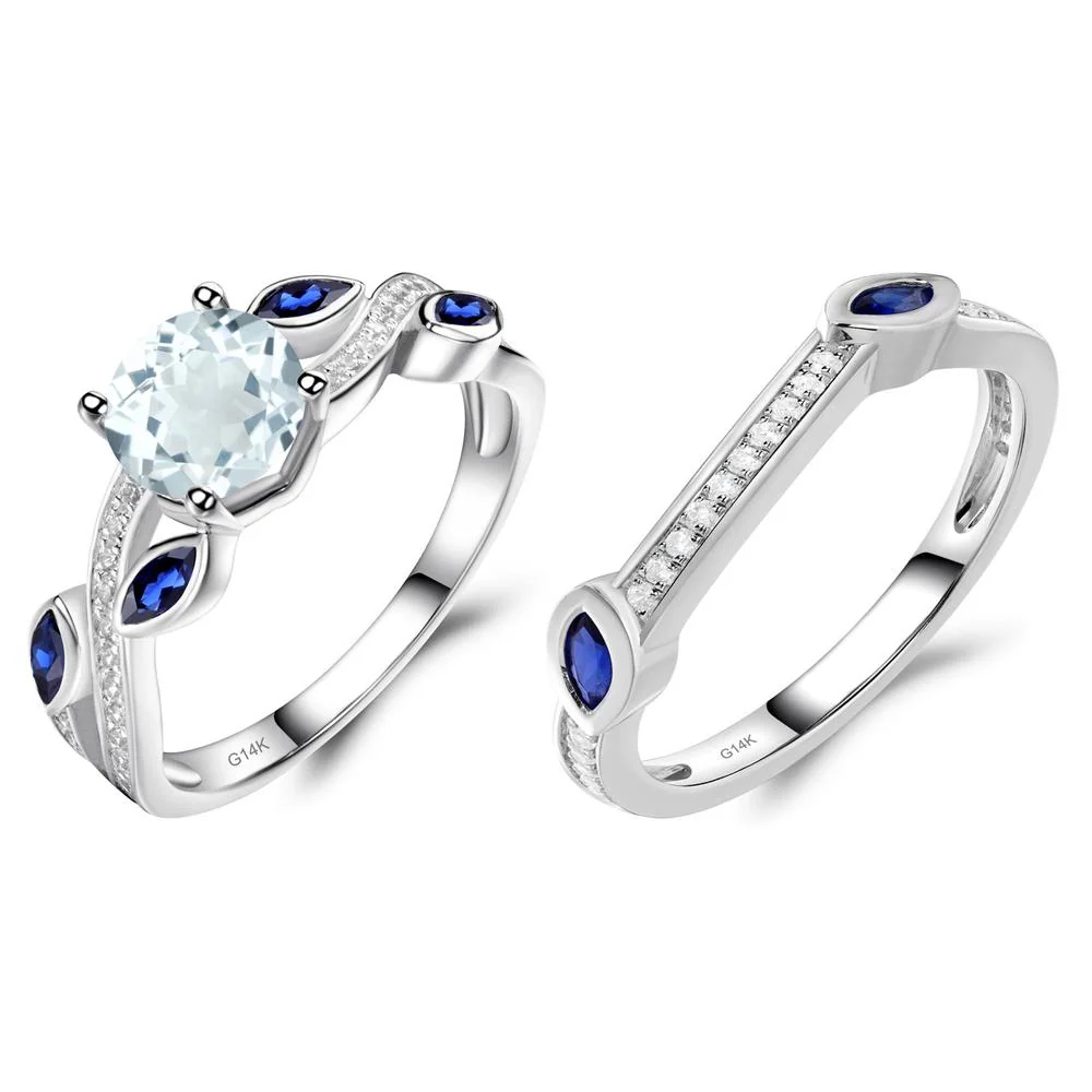Aquamarine Leaf Engagement Ring - Image 13