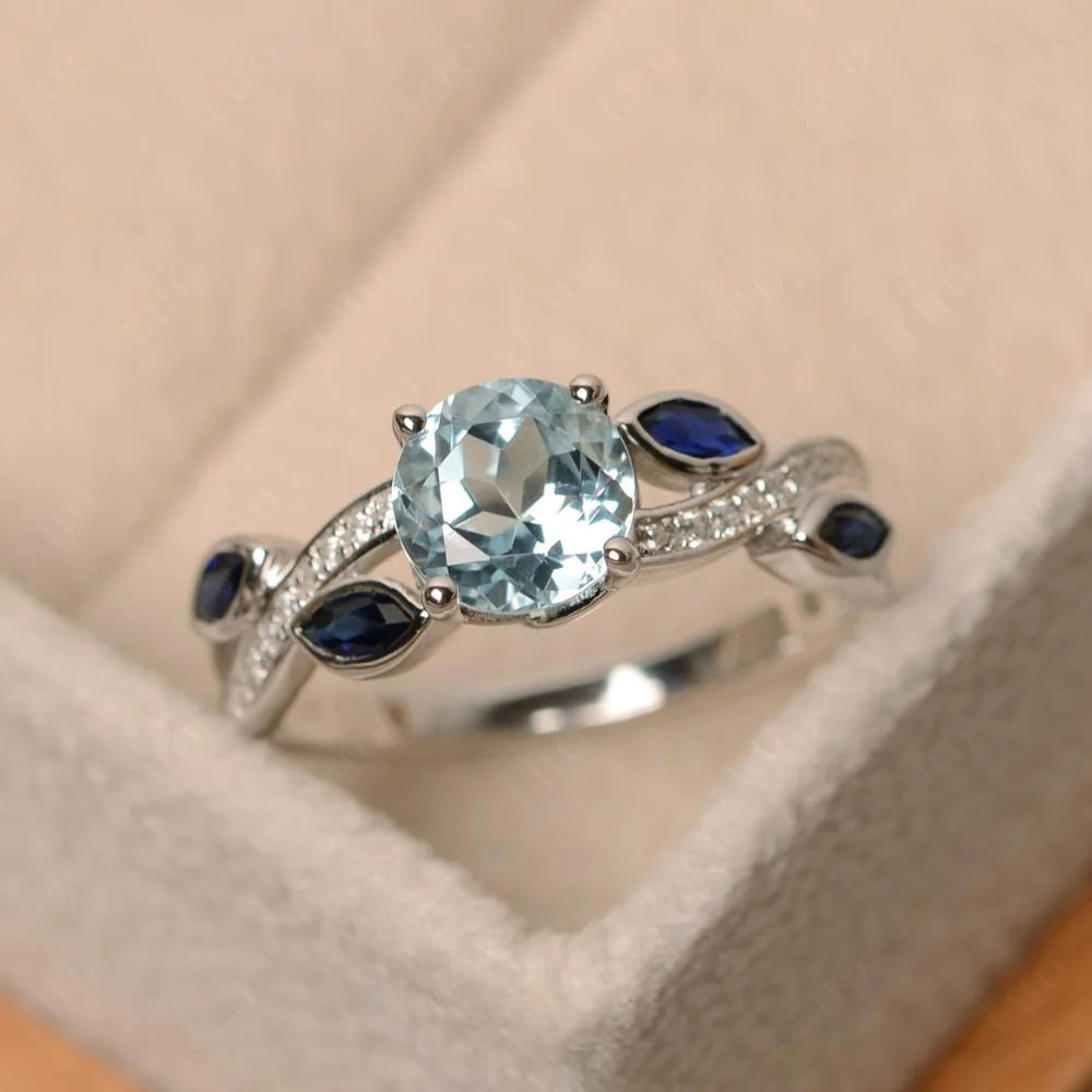 Aquamarine Leaf Engagement Ring - Image 29