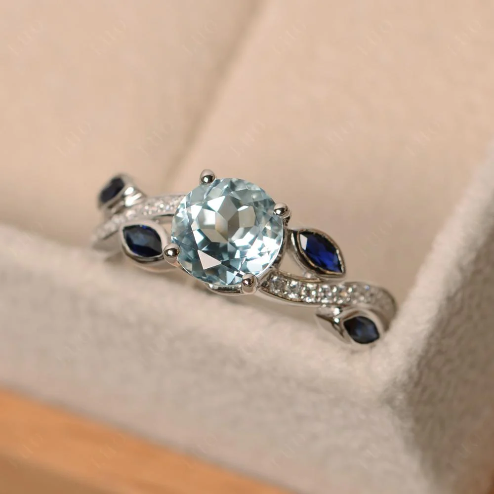 Aquamarine Leaf Engagement Ring - Image 30