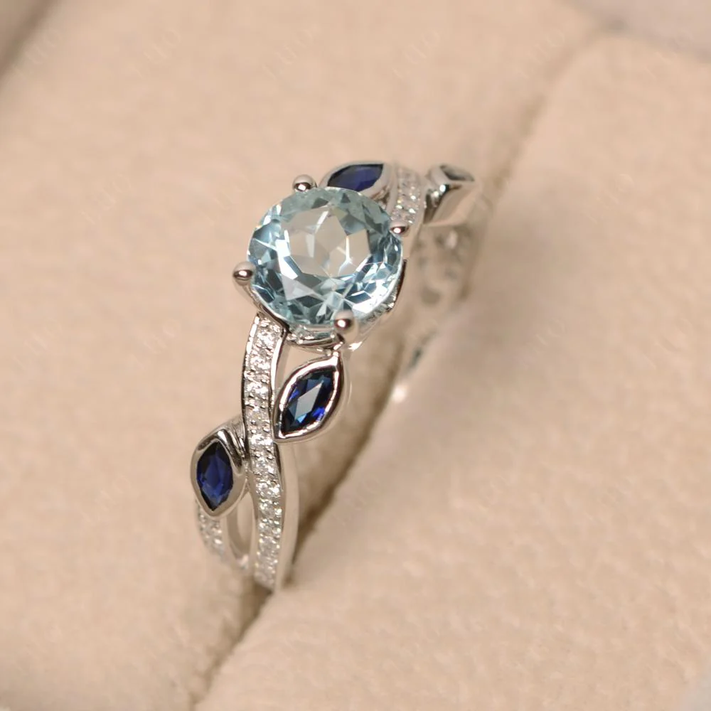 Aquamarine Leaf Engagement Ring - Image 31