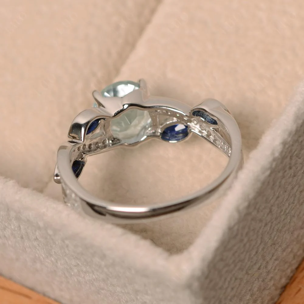 Aquamarine Leaf Engagement Ring - Image 32