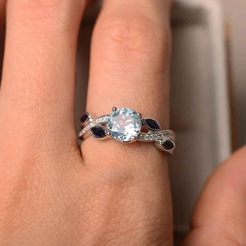 Aquamarine Leaf Engagement Ring - Image 33