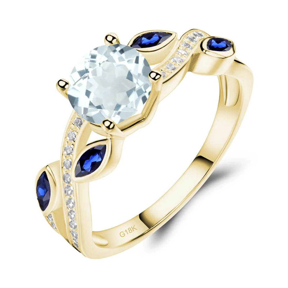 Aquamarine Leaf Engagement Ring - Image 4