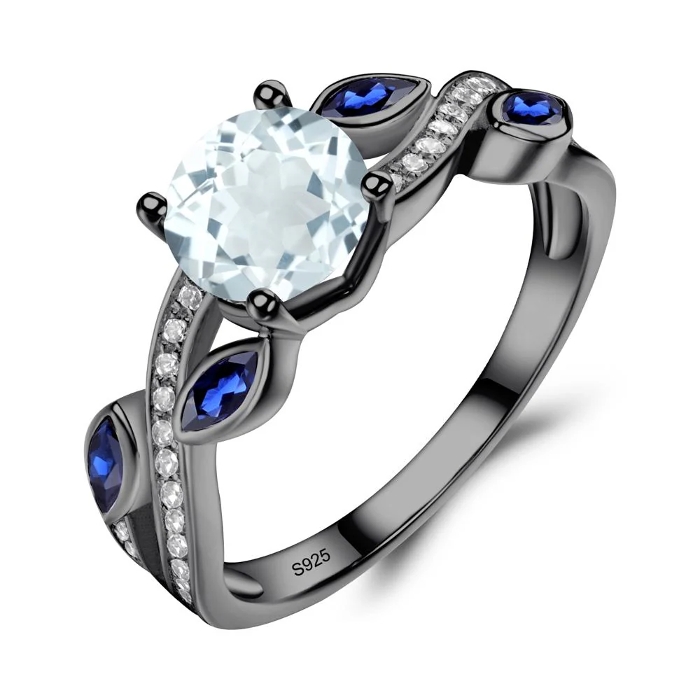 Aquamarine Leaf Engagement Ring - Image 5