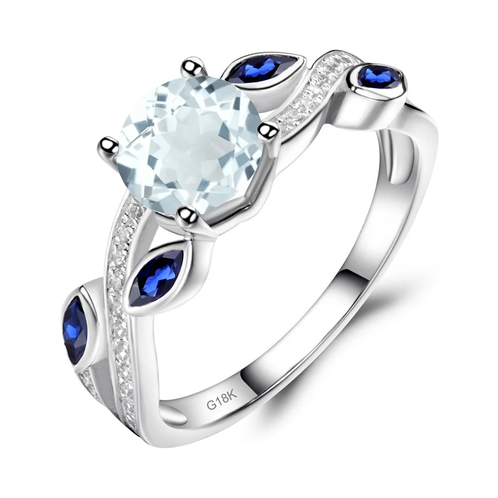 Aquamarine Leaf Engagement Ring - Image 6