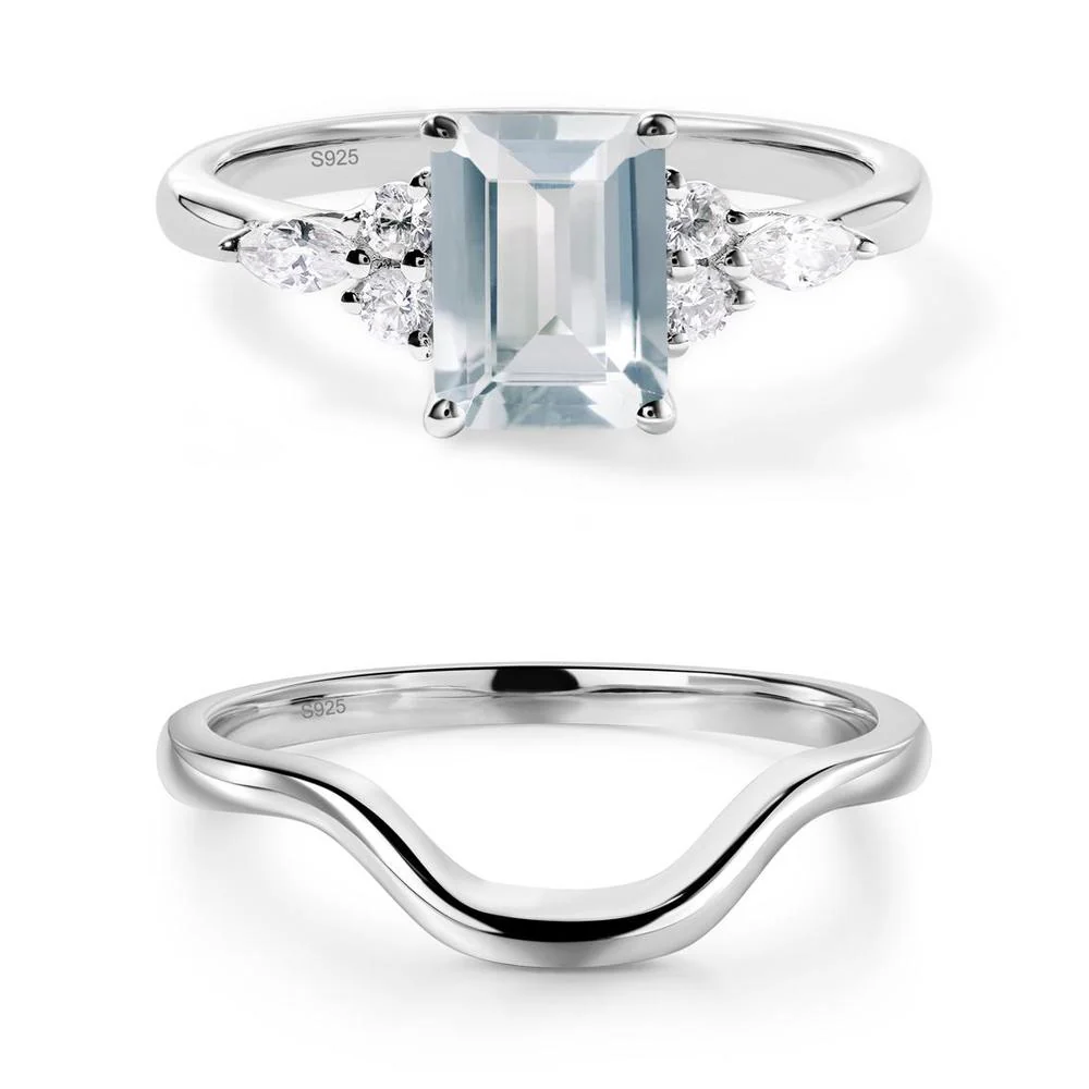 Simple Emerald Cut Aquamarine Ring - Image 25