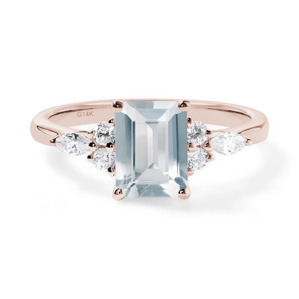 Simple Emerald Cut Aquamarine Ring - Image 3