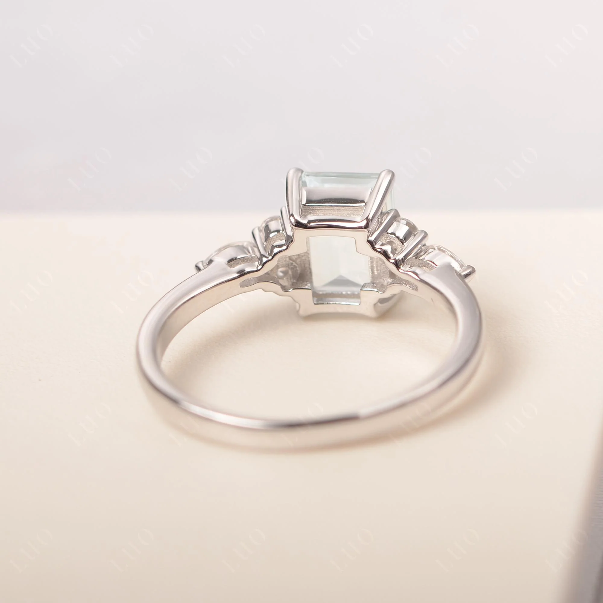 Simple Emerald Cut Aquamarine Ring - Image 31