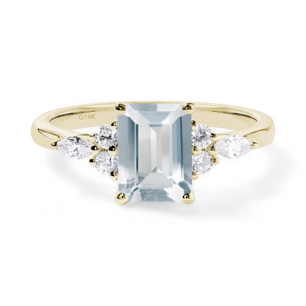 Simple Emerald Cut Aquamarine Ring - Image 4