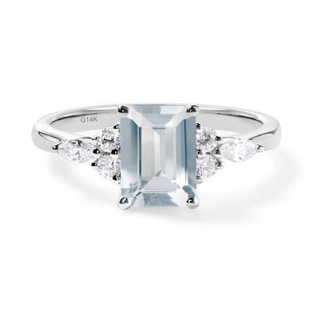 Simple Emerald Cut Aquamarine Ring - Image 9