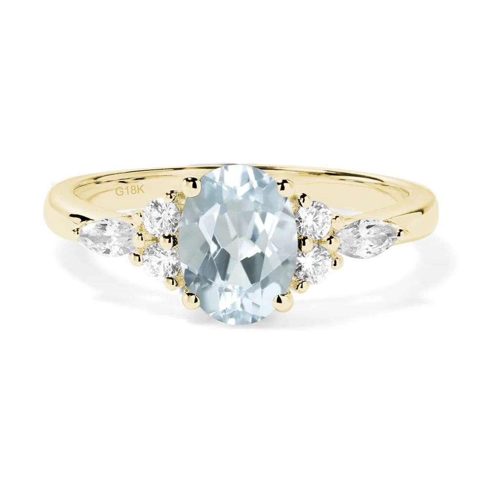 Simple Oval Aquamarine Engagement Ring