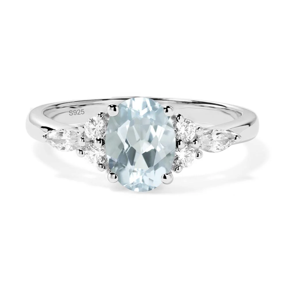 Simple Oval Aquamarine Engagement Ring - Image 6