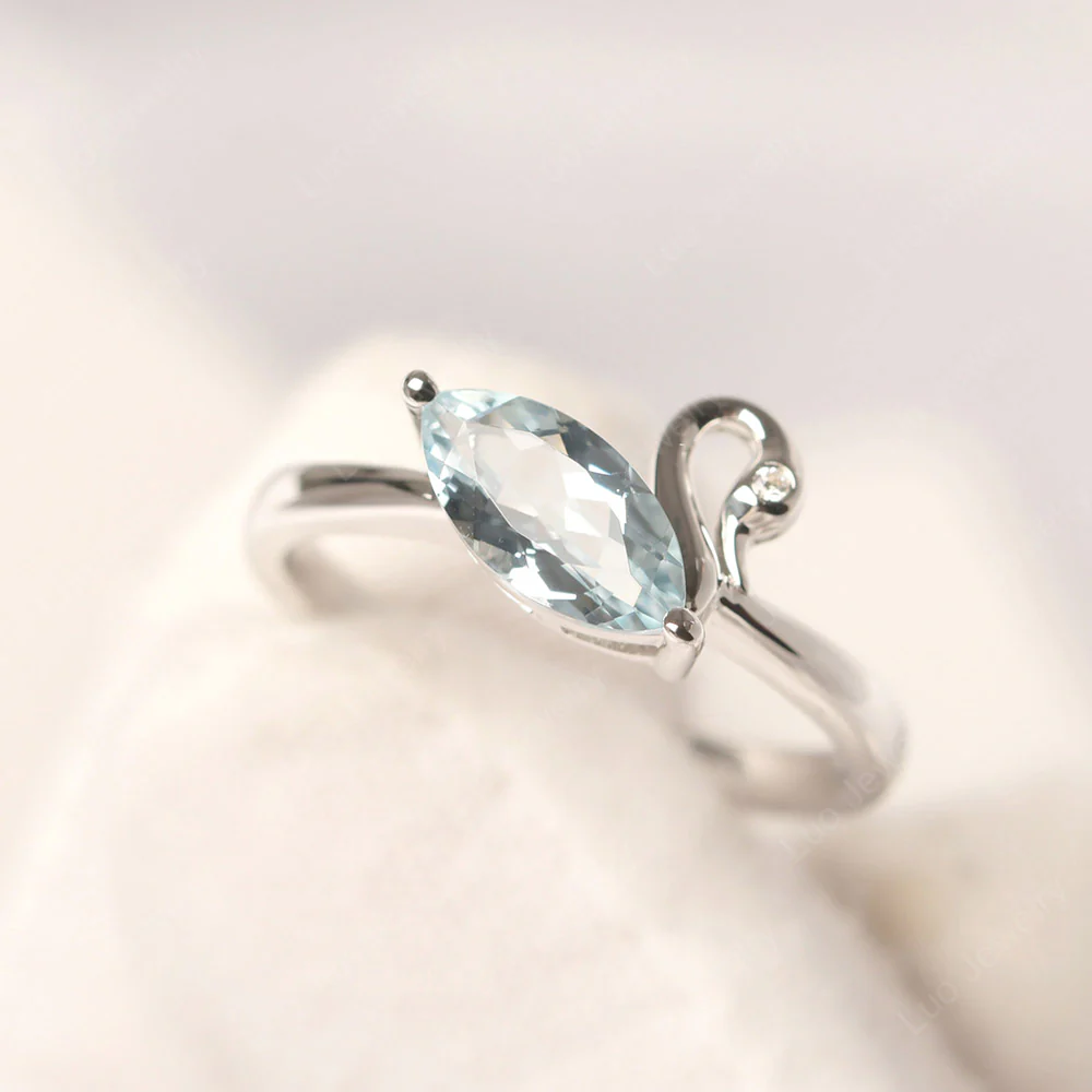 Aquamarine Swan Engagement Ring - Image 2