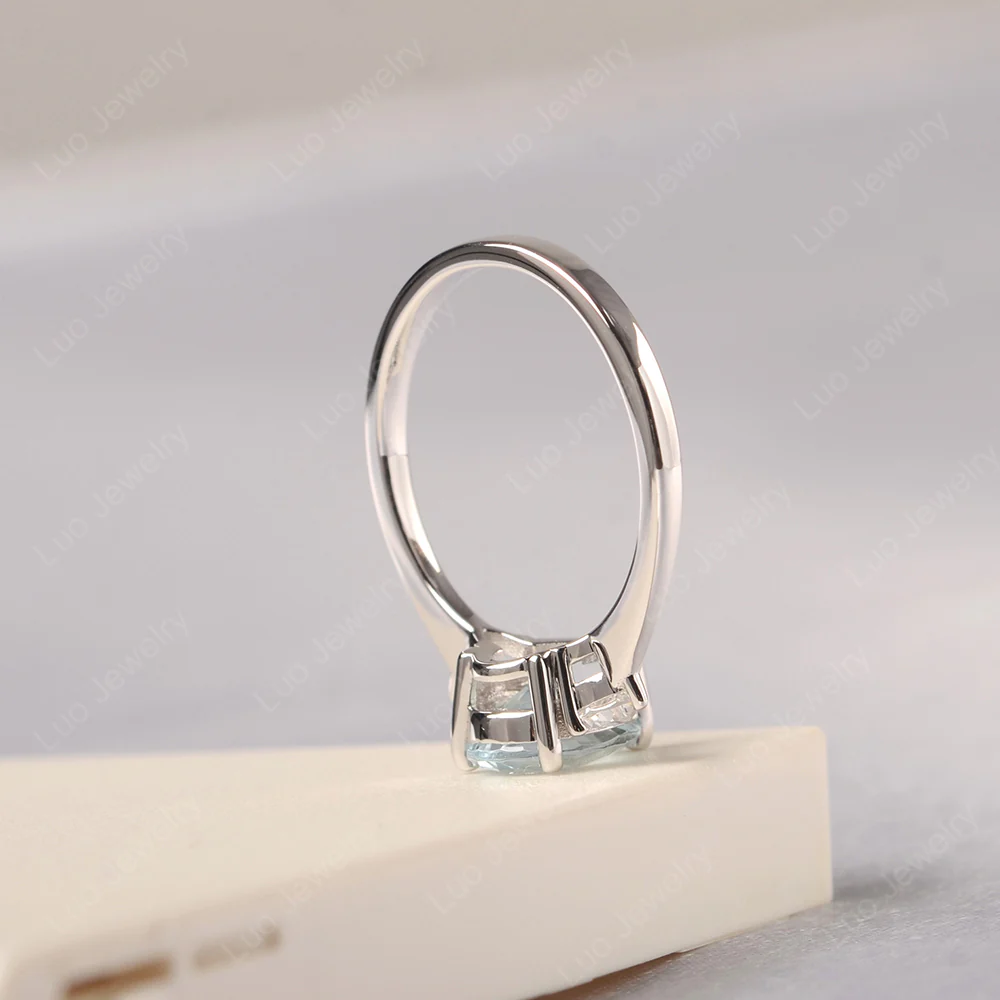 Teardrop Aquamarine Trilogy Ring - Image 4