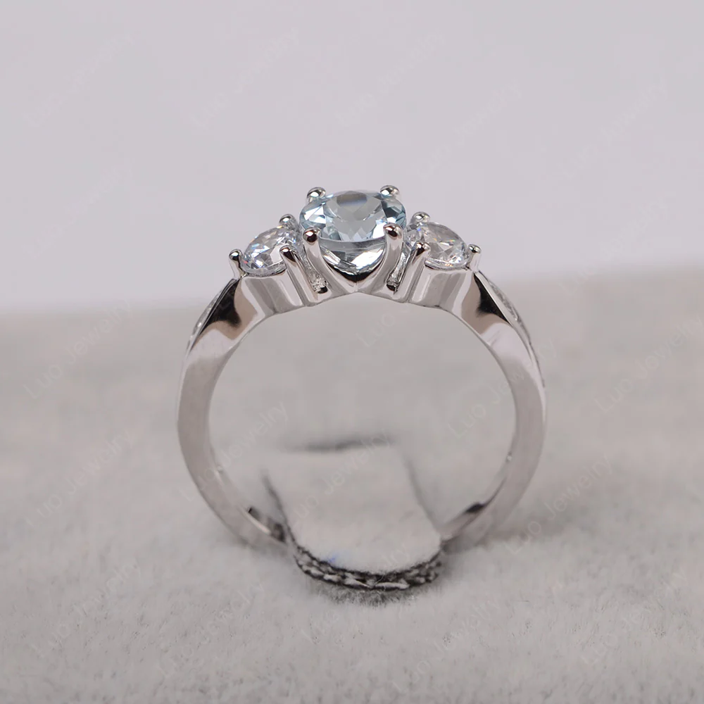 Aquamarine Three Stone Engagement Ring - Image 3