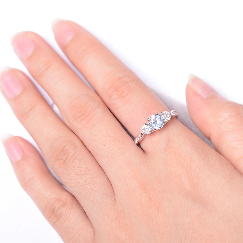 Aquamarine Three Stone Engagement Ring - Image 4