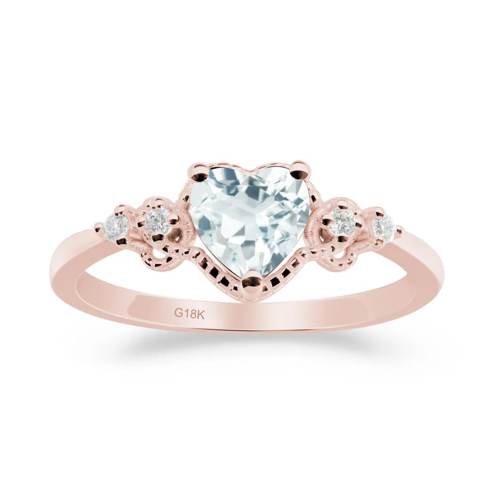 Aquamarine Ring with Milgrain Halo - Image 2