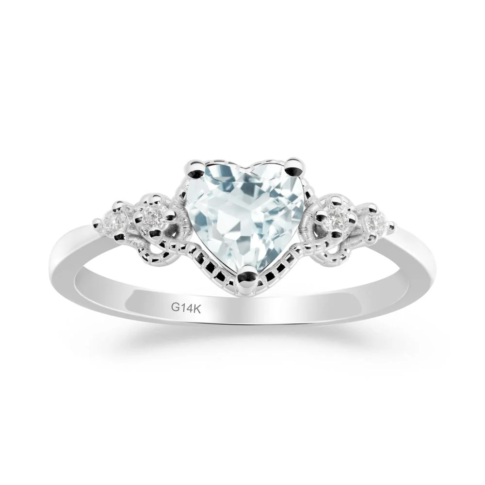 Aquamarine Ring with Milgrain Halo - Image 3