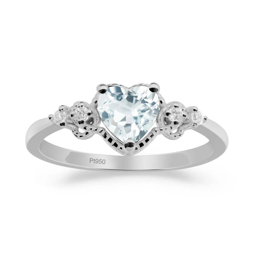 Aquamarine Ring with Milgrain Halo - Image 5