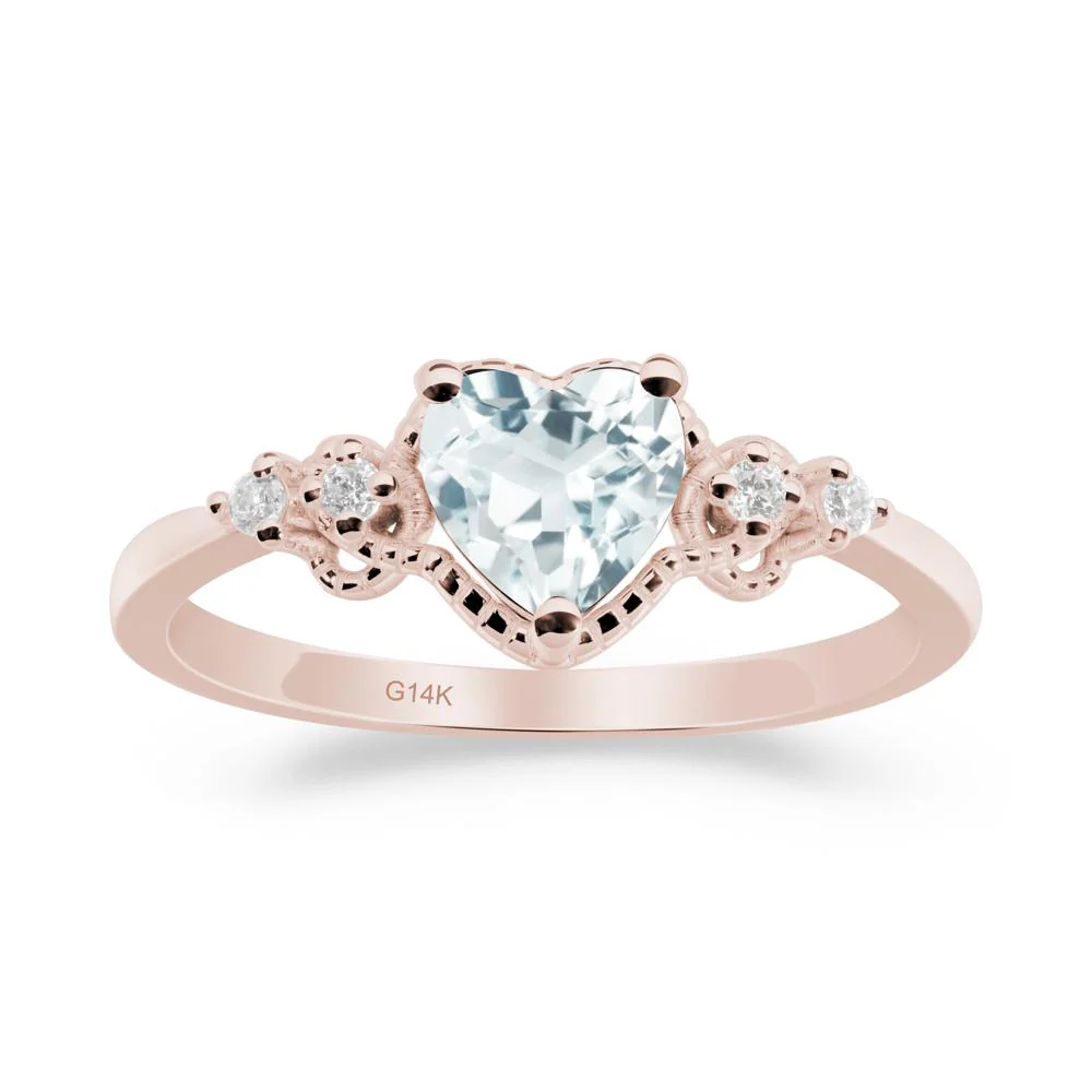 Aquamarine Ring with Milgrain Halo - Image 8
