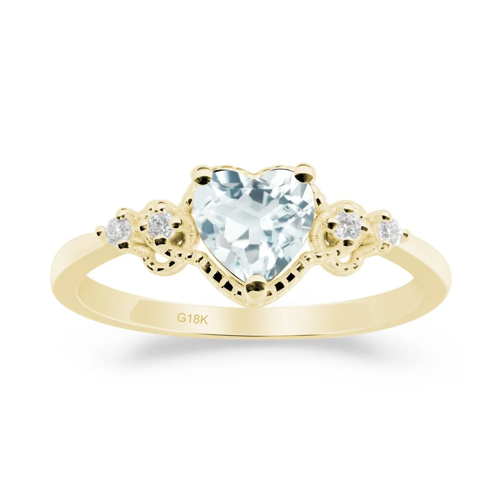 Aquamarine Ring with Milgrain Halo - Image 9