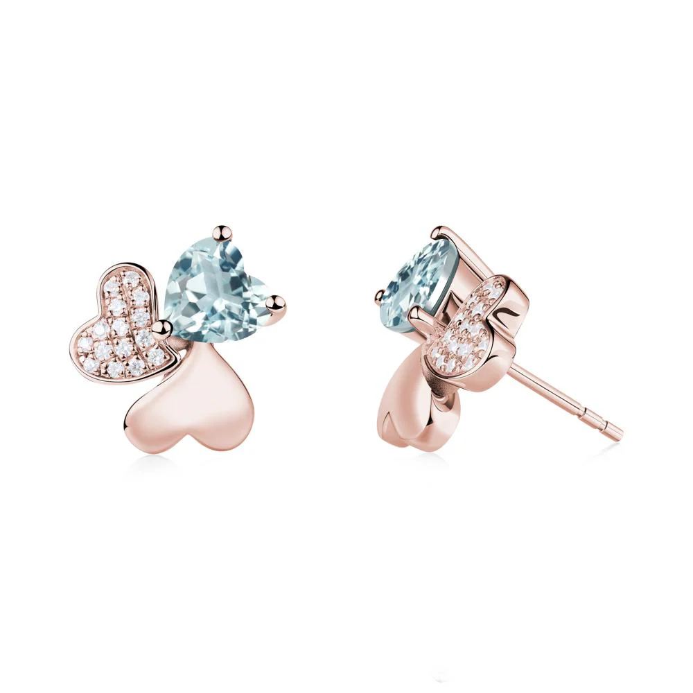 Aquamarine Shamrock Stud Earrings - Image 4