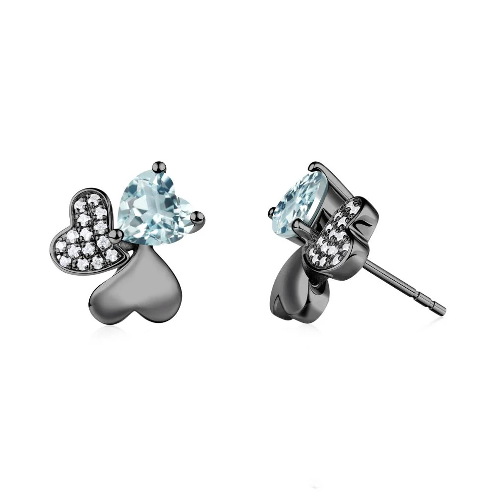 Aquamarine Shamrock Stud Earrings - Image 8
