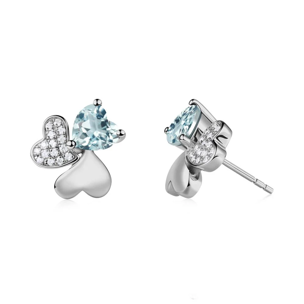 Aquamarine Shamrock Stud Earrings - Image 9