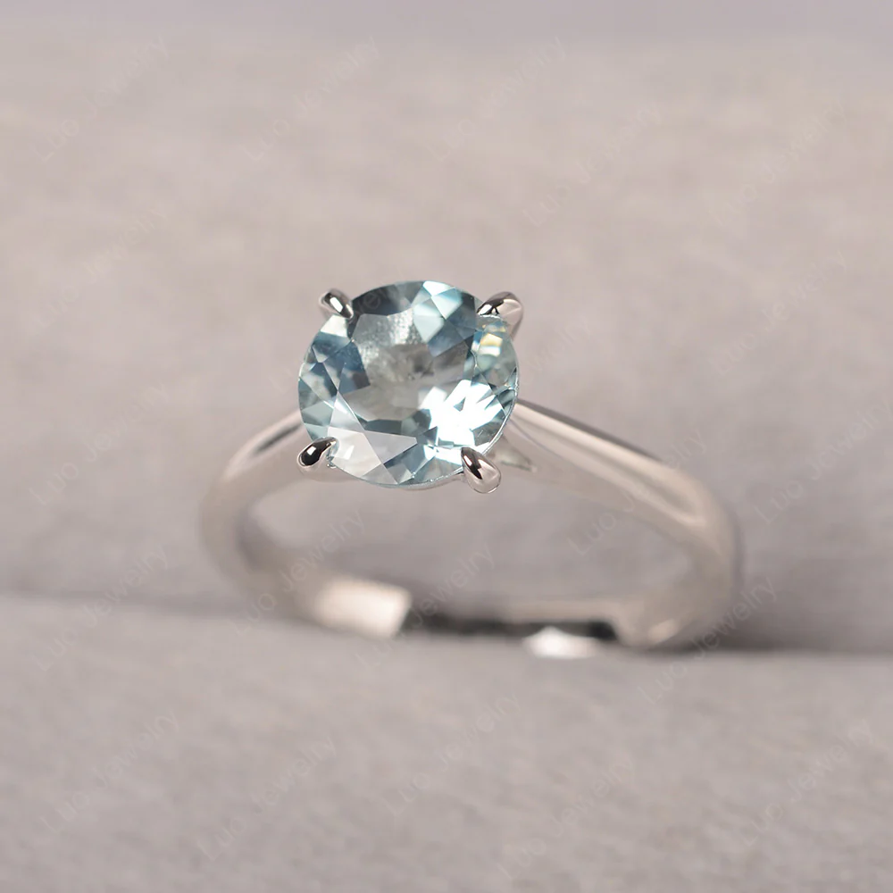 Aquamarine Cathedral Solitaire Engagement Ring - Image 2