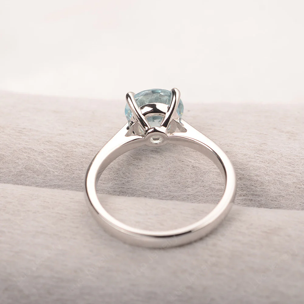 Aquamarine Cathedral Solitaire Engagement Ring - Image 3