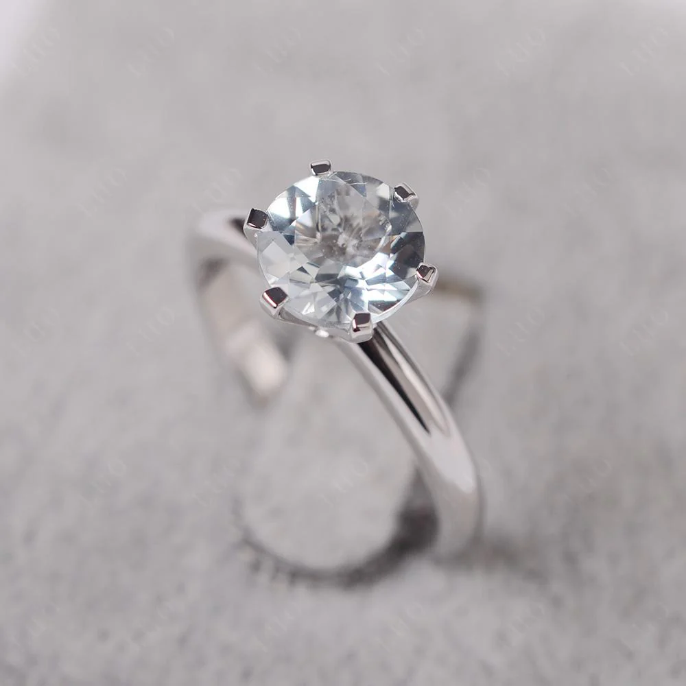 Aquamarine 6 Prong Solitaire Engagement Ring - Image 11