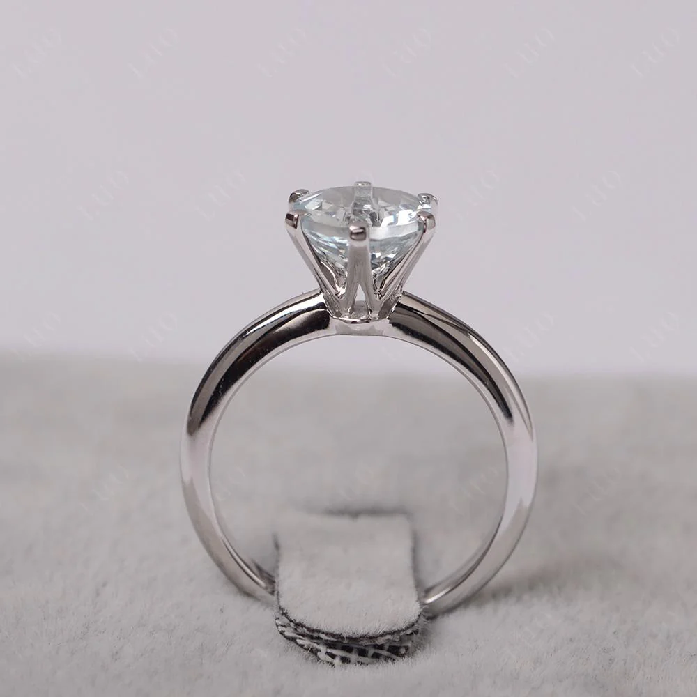 Aquamarine 6 Prong Solitaire Engagement Ring - Image 12