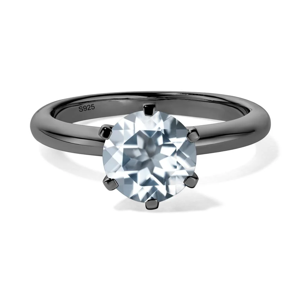 Aquamarine 6 Prong Solitaire Engagement Ring - Image 3