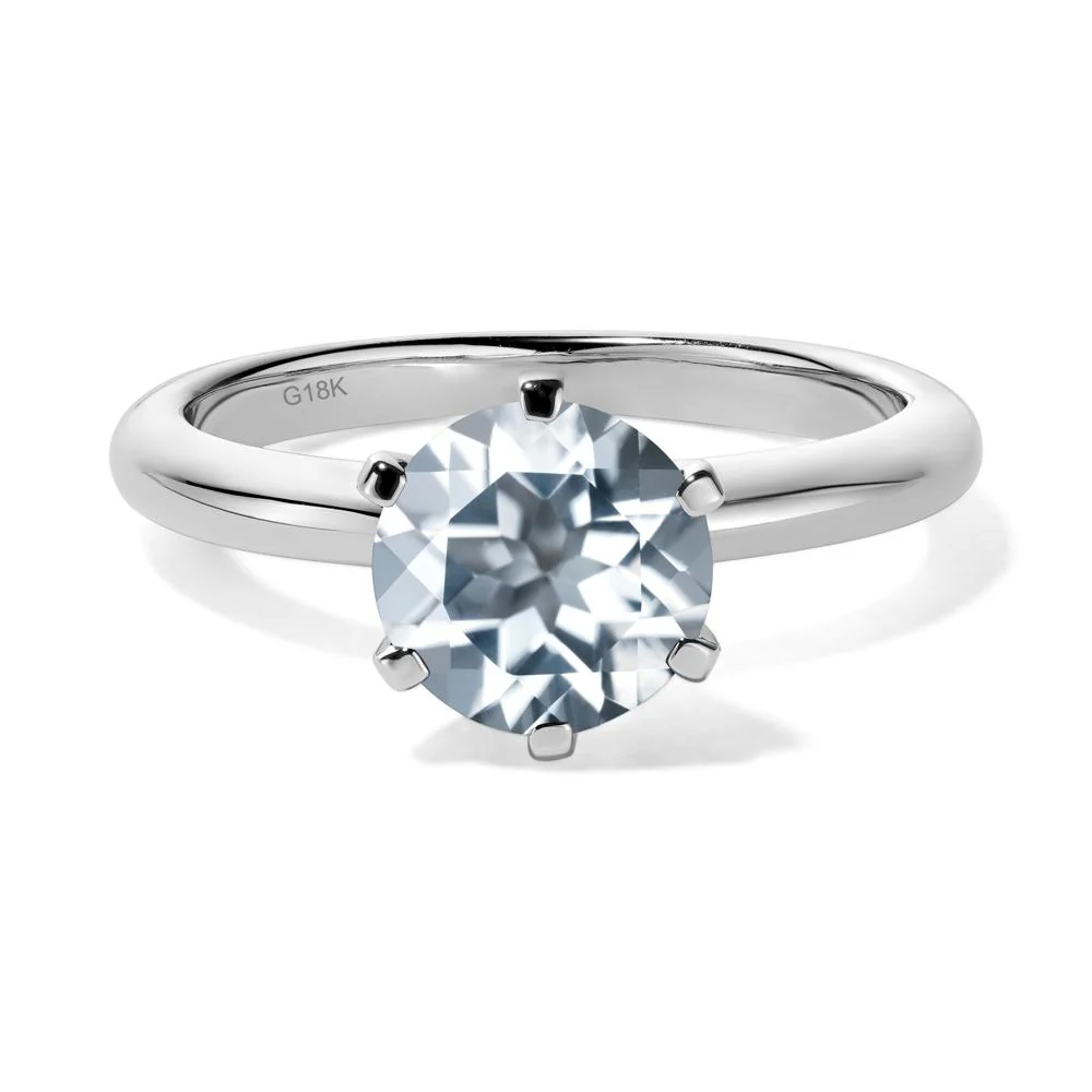 Aquamarine 6 Prong Solitaire Engagement Ring - Image 7
